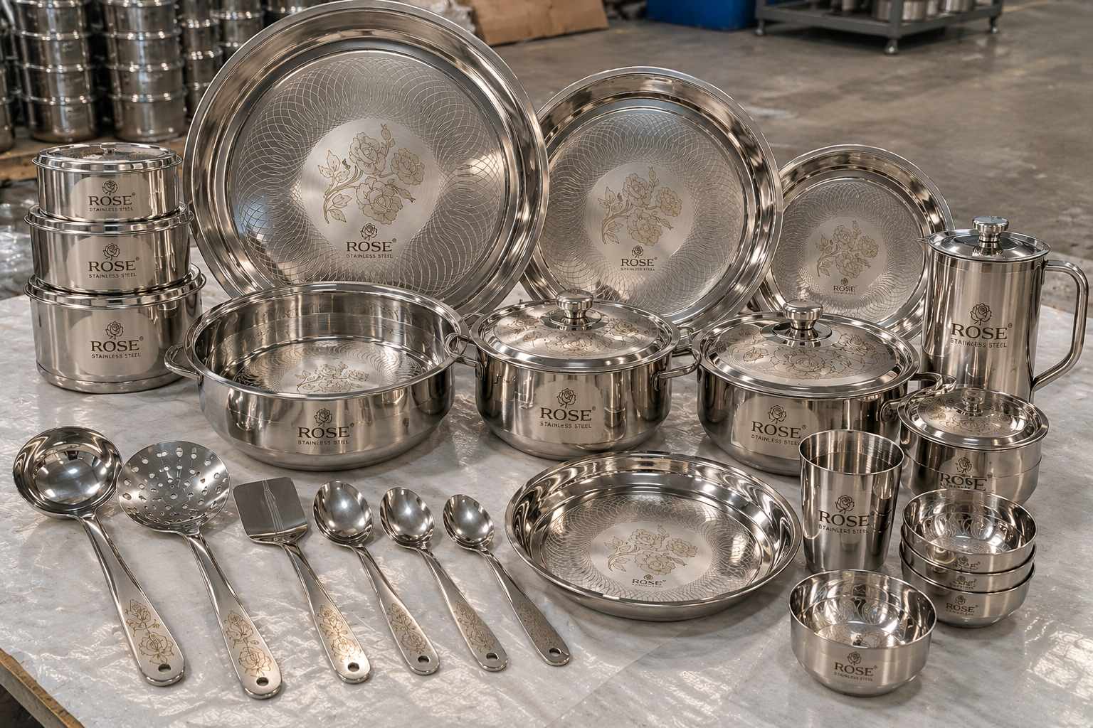 Stainless steel utensil set